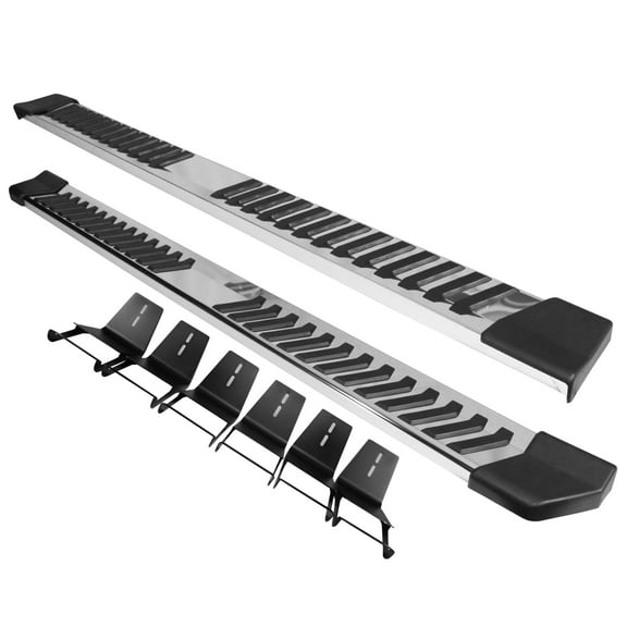 Ikon Motorsports Compatible with 17-23 Ford F250 Superduty Crew Cab 6" V Style Running Boards Silver Side Step Bar