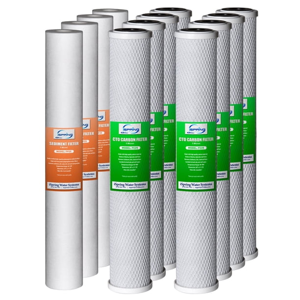 Ispring F12Wcb32 Filtros de agua para toda la casa de 20 "" X 2,5 "" para sistemas de filtro de agua de la serie Wcb32, paquete de 12
