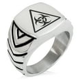 thumbnail image 1 of Stainless Steel Biohazard Triangle Chevron Pattern Biker Style Polished Ring, 1 of 1
