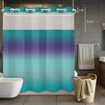 thumbnail image 3 of Gradient Green No Hook Shower Curtain with Snap in Liner Modern Minimalist Green Purple Ocean Beach Waterproof Bathroom Shower Curtain with See Through Top Window for Bathtub 72" x 72", 3 of 9