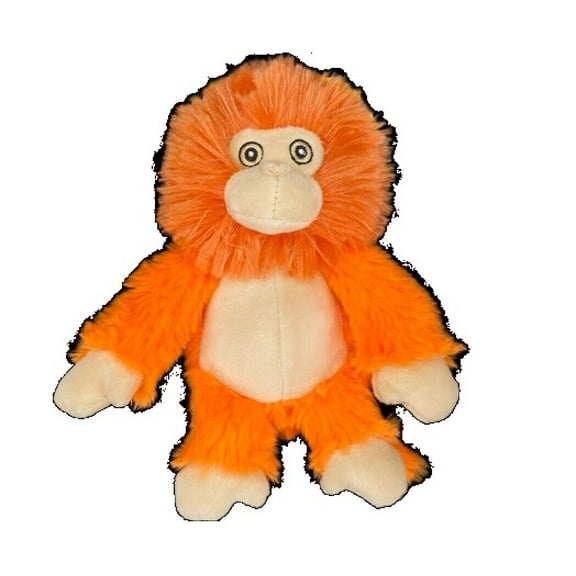 Ultra Soft Dog Toys Oh So Cute Bark Cuddle Buddies Furry Zoo Animal Squeakers (Orange Tamarin Small)