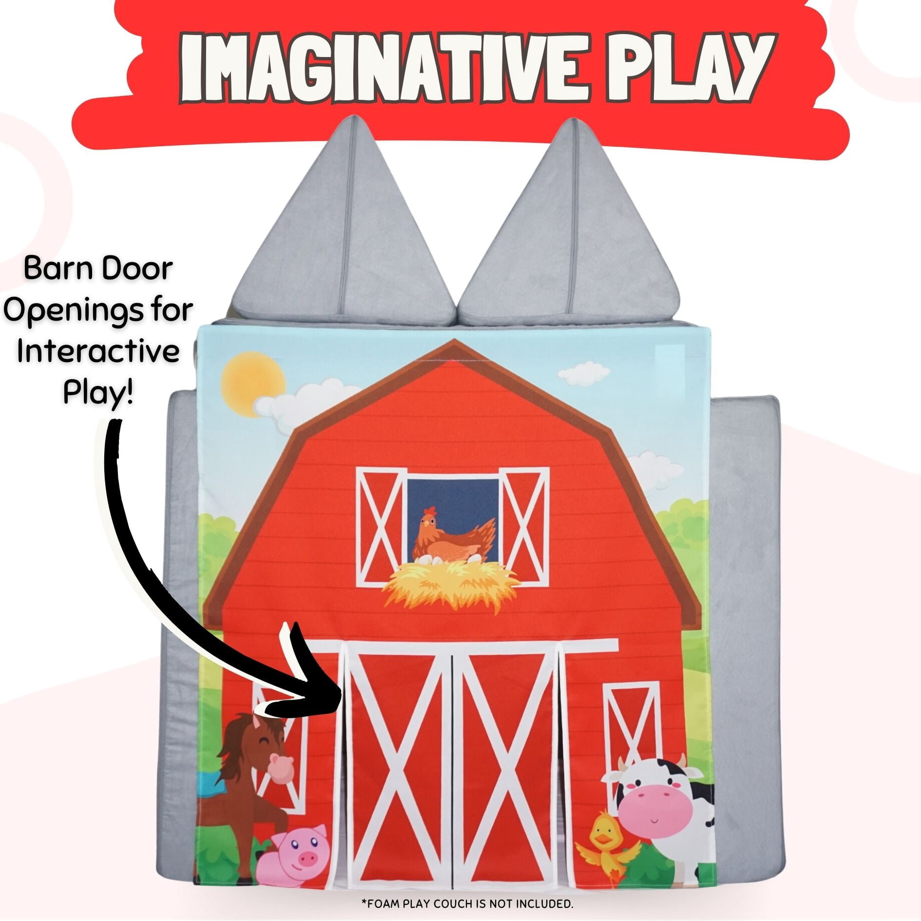 Children's Barn Play Panel for Kids Foam Play Couch by Couch Swag