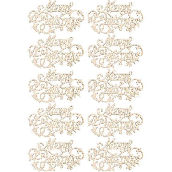 10pcs Unfinished Christmas Wood Sign Merry Christmas Blank Cutouts Handcraft Accessory DIY Sign