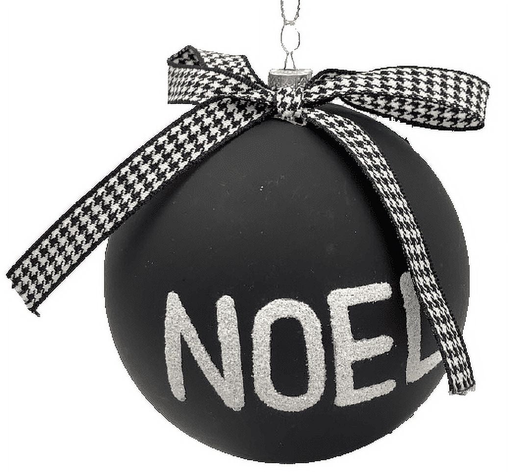 Holiday Time Set of 12 Black / White Shatterproof Ornaments