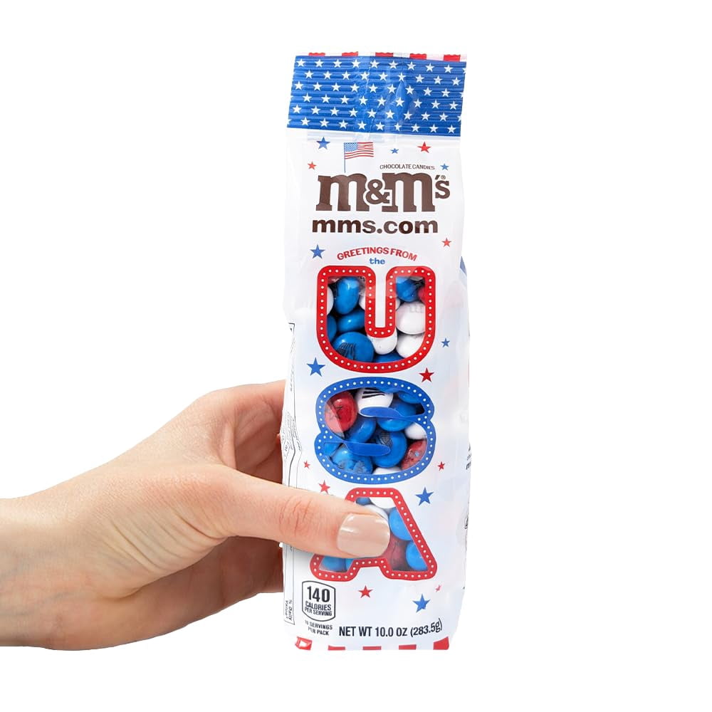 M&M'S USA Patriotic Red, White & Blue Milk Chocolate Candy, 10 oz Bags, 3 Pack