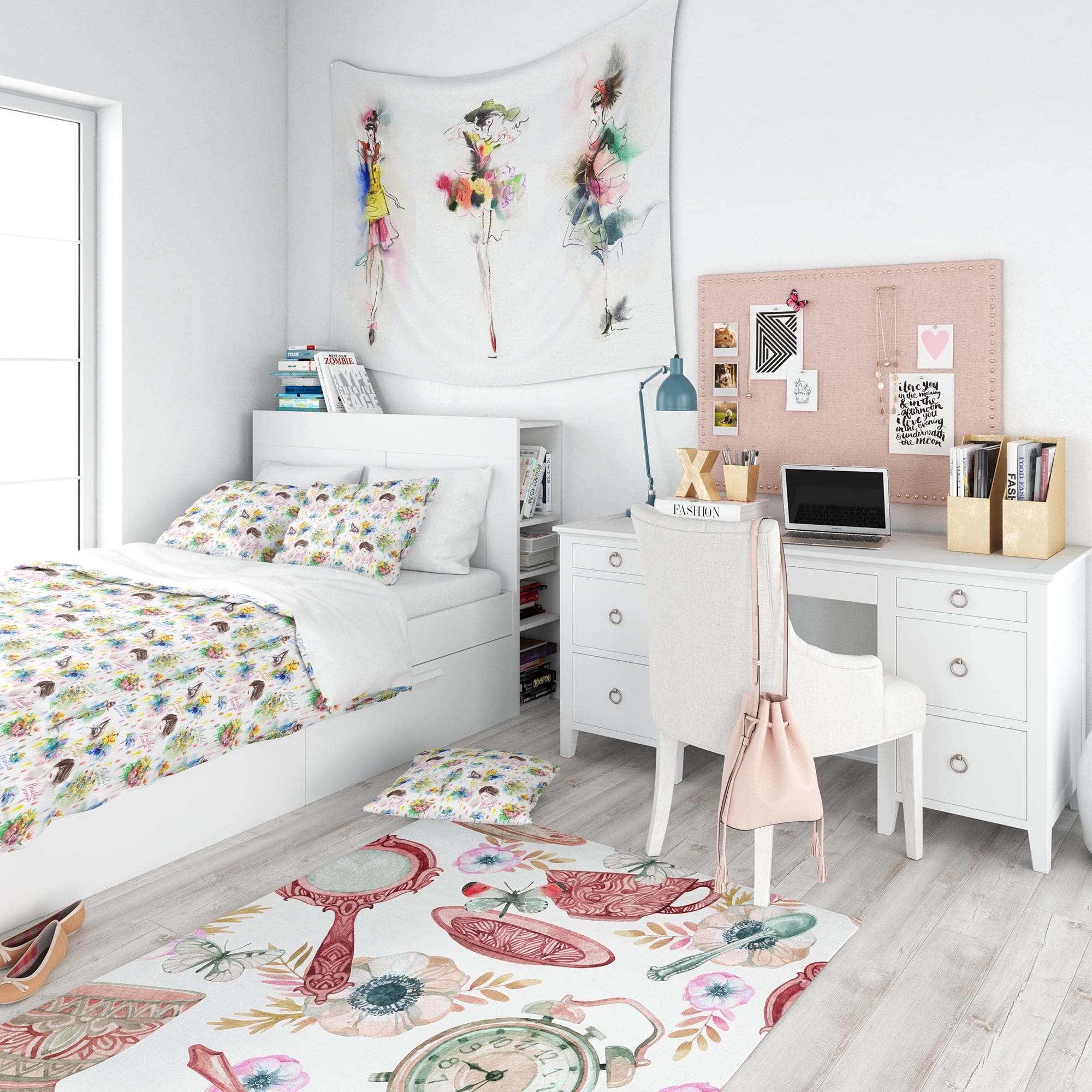 Designart 'Beauty and Fashion Pattern' Modern Teen Duvet Cover Set