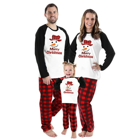 

Pure Cotton Family Christmas Pajamas Matching Sets Snowman Xmas Matching Pjs for Adults Kids Holiday Home Xmas Family Sleepwear Set