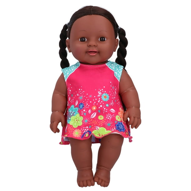 Poupée noire amusante 14 pouces Baby Girl Poupée et ensemble de vêtements  africaine lavable réaliste en silicone poupées filles -cadeau pour fille