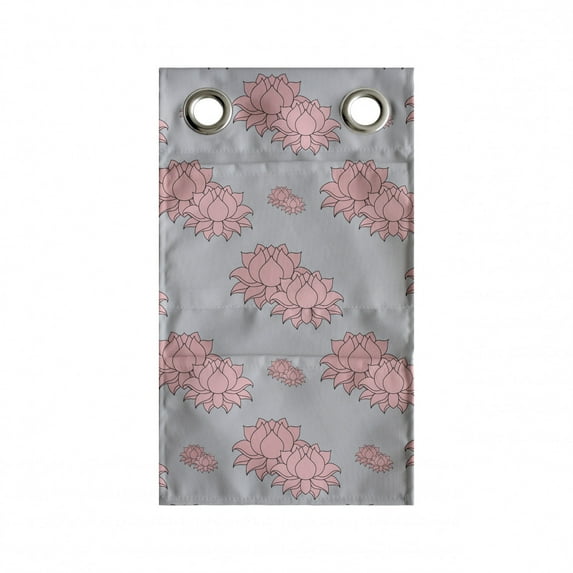 Boho Hanging Pocket Organizer, Lotus Flowers Pattern Water Lilly Style Eastern Blossoms, Printed Polyester Storage Bag with Pockets, 9" x 27", Pale Pink and Dust