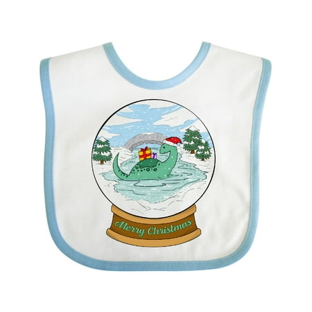 Inktastic Merry Christmas Nessie Snowglobe Boys or Girls Baby Bib