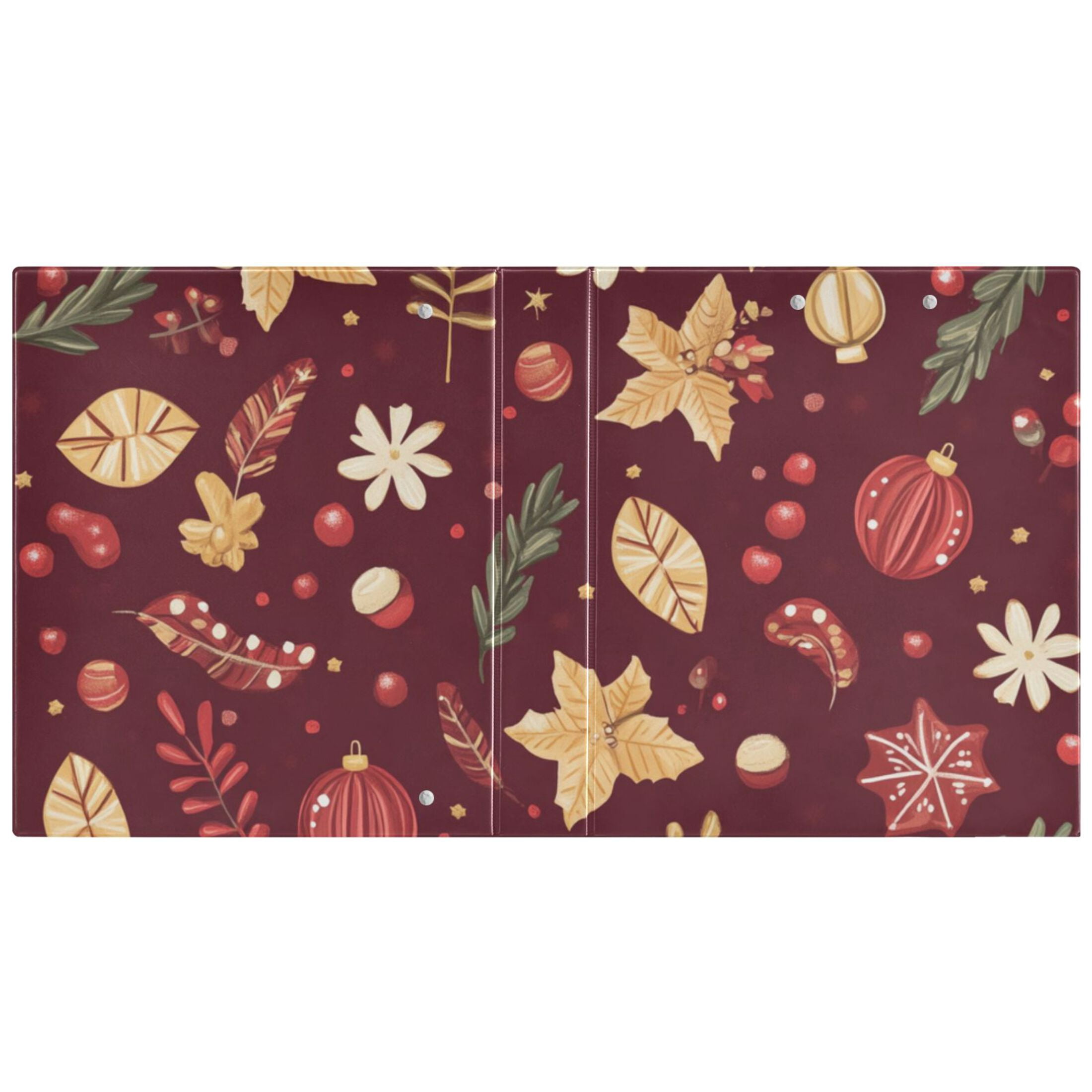 Christmas Red 3 Ring Binders 1.5 inch Hardcover File Folders with Interior Pockets A4 Size Organizer for School Office Hospital