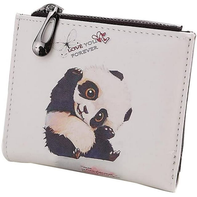 Ladies Cartoon Cute Zippered Wallet Short Wallet Small Coin Purse Card Holder Panda