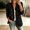 Black, variant on Women Ruffled Trim V Neck Double Breasted Denim Jacket, Long Sleeve Pocket Outerwear for Weekend City Strolls Black M