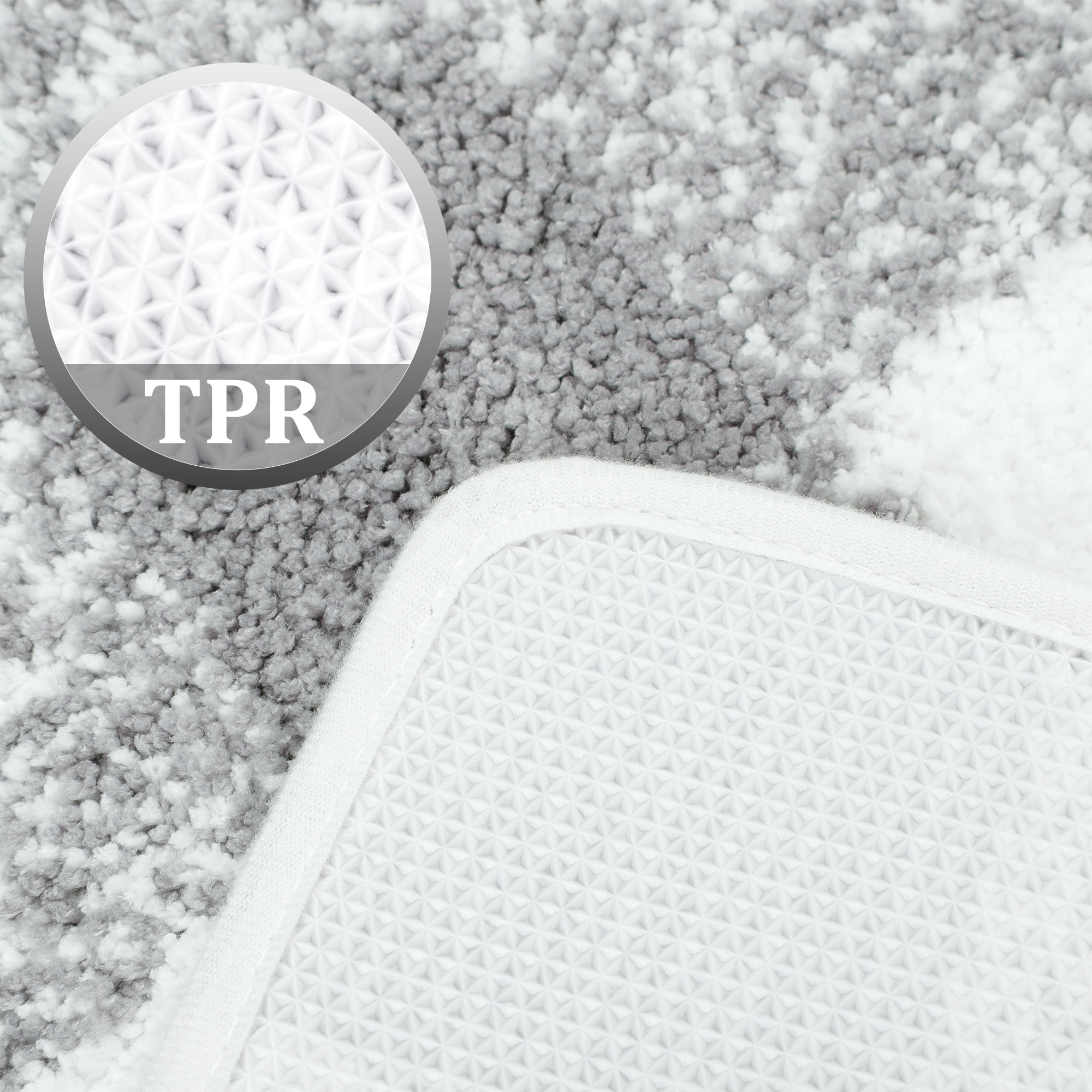 Unique Bargains Soft 2Pcs Microfiber Plaid Bath Rugs Gray & White 17"x24"&17"x47"