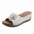 thumbnail image 6 of Flower Wedge Beach Slipper Sandals for Women 2025 Boho Casual Summer Women's Platform Walking Dress Slip on, 6 of 7
