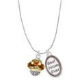thumbnail image 1 of Delight Jewelry Goldtone Translucent Brown Center with Clear Crystals Spinner Best Mom Ever Charm Necklace, 1 of 4