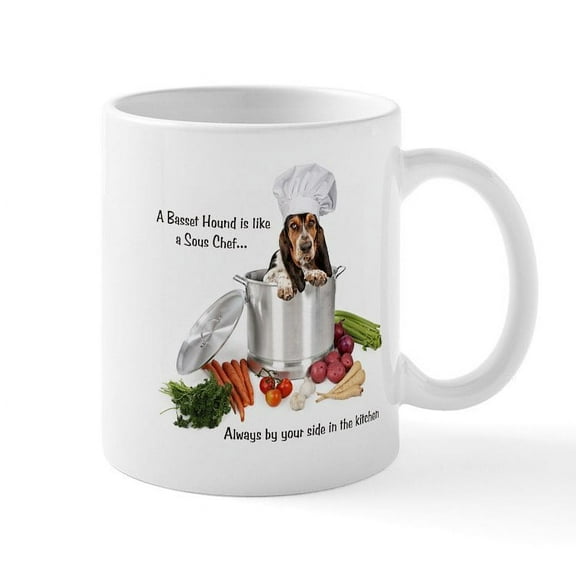 CafePress - Basset Chef Mug - 11 oz Ceramic Mug - Novelty Coffee Tea Cup
