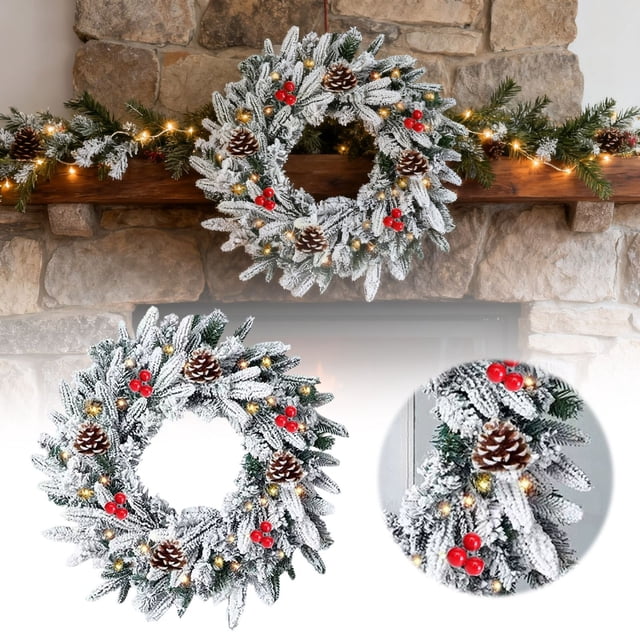60cm Flocked for Holiday Door Wall Mantel and Window Decorations