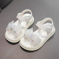 thumbnail image 5 of LIIPEE Girls Sandals Summer New Cute Rhinestone Bowknot Open Toe Non- Soft Sole Shoes Girls Casual Beach Outdoor Princess Sandal,White,11-12 Years, 5 of 6