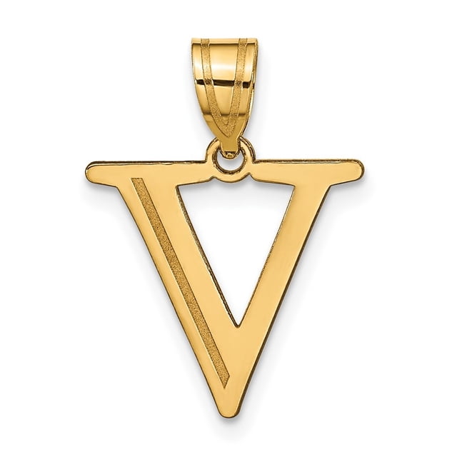 Diamond2Deal 14K Pendentif Initial Lettre V en Or Jaune Gravé pour Femmes