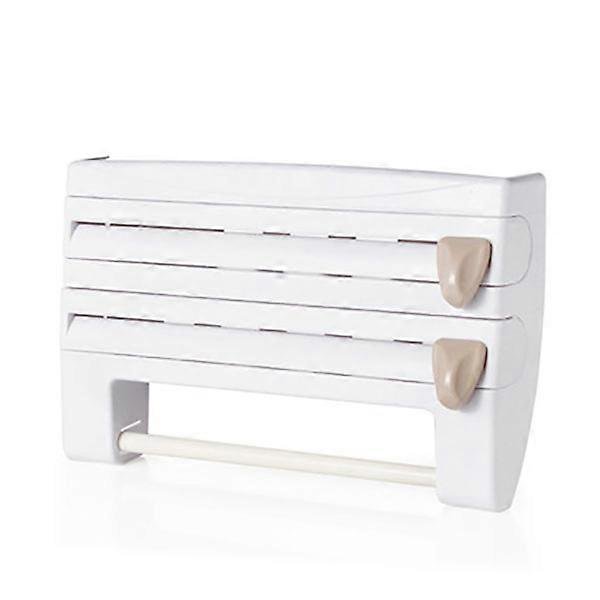 KAIYANG Portarrollos de cocina autoadhesivo ABS para papel de aluminio y papel de cocina (gris) blanco