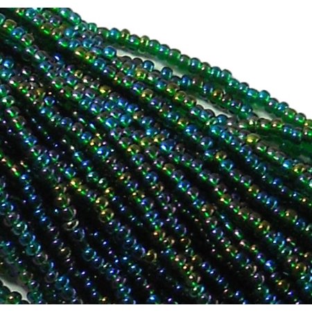 Czech Glass Bracelet - Czech 11/0 Glass Seed, Loose Beads, 1 6 String Hank Preciosa AB Green