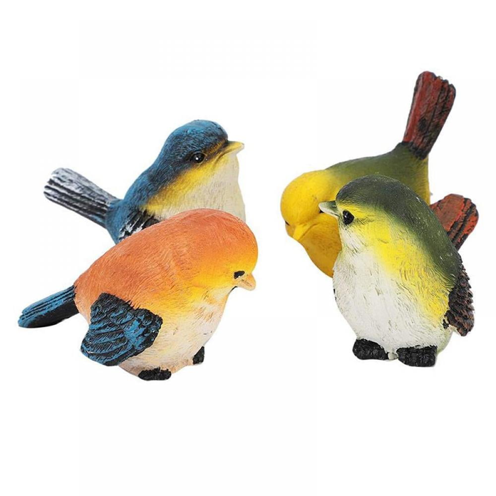Wren Bird Garden Ornament Patio Figurine Decor 2pcs Resin Sparrow 