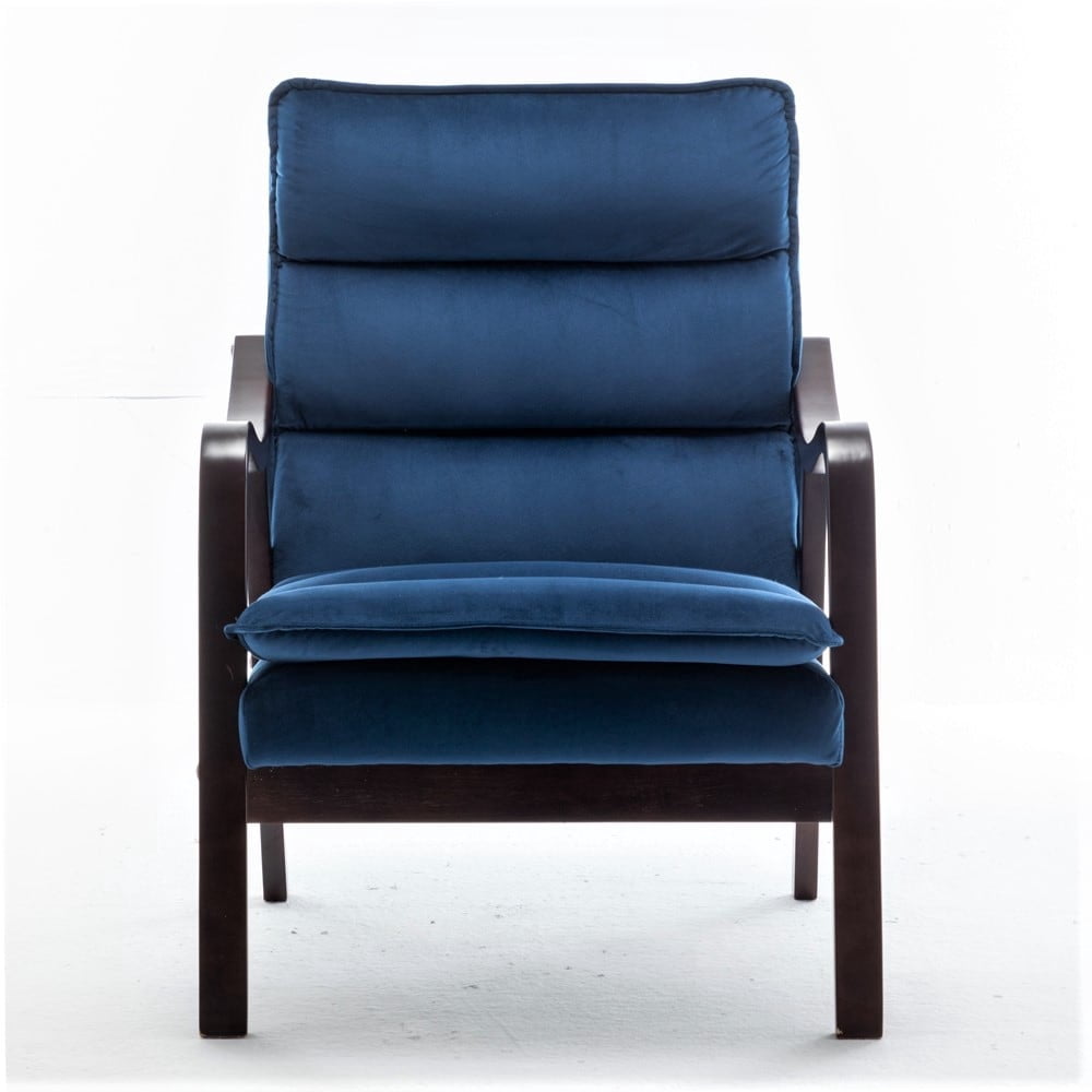 US Pride Furniture Clovis 24.8" Wide Mid-Century Modern Velvet Armchair, Dark Blue