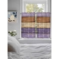 thumbnail image 3 of Farmhouse Purple Brown Living Room Curtains 2 Panel, Vintage Wooden Striped Cafe Window Treatment, Farmhouse Bedroom Bathroom Kitchen Curtains Drapes 104"x45", 3 of 6