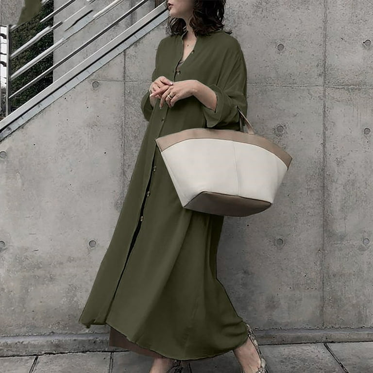 Cotton Linen Dress for Women Long Sleeve Button Jacket Dress Shirt Dresses Solid Casual Long Dress Elegant Maxi Dress - Walmart.com Cotton Linen Dress for Women Long Sleeve Button Jacket Dress Shirt Dresses Solid Casual Long Dress Elegant Maxi Dress - Walmart.com