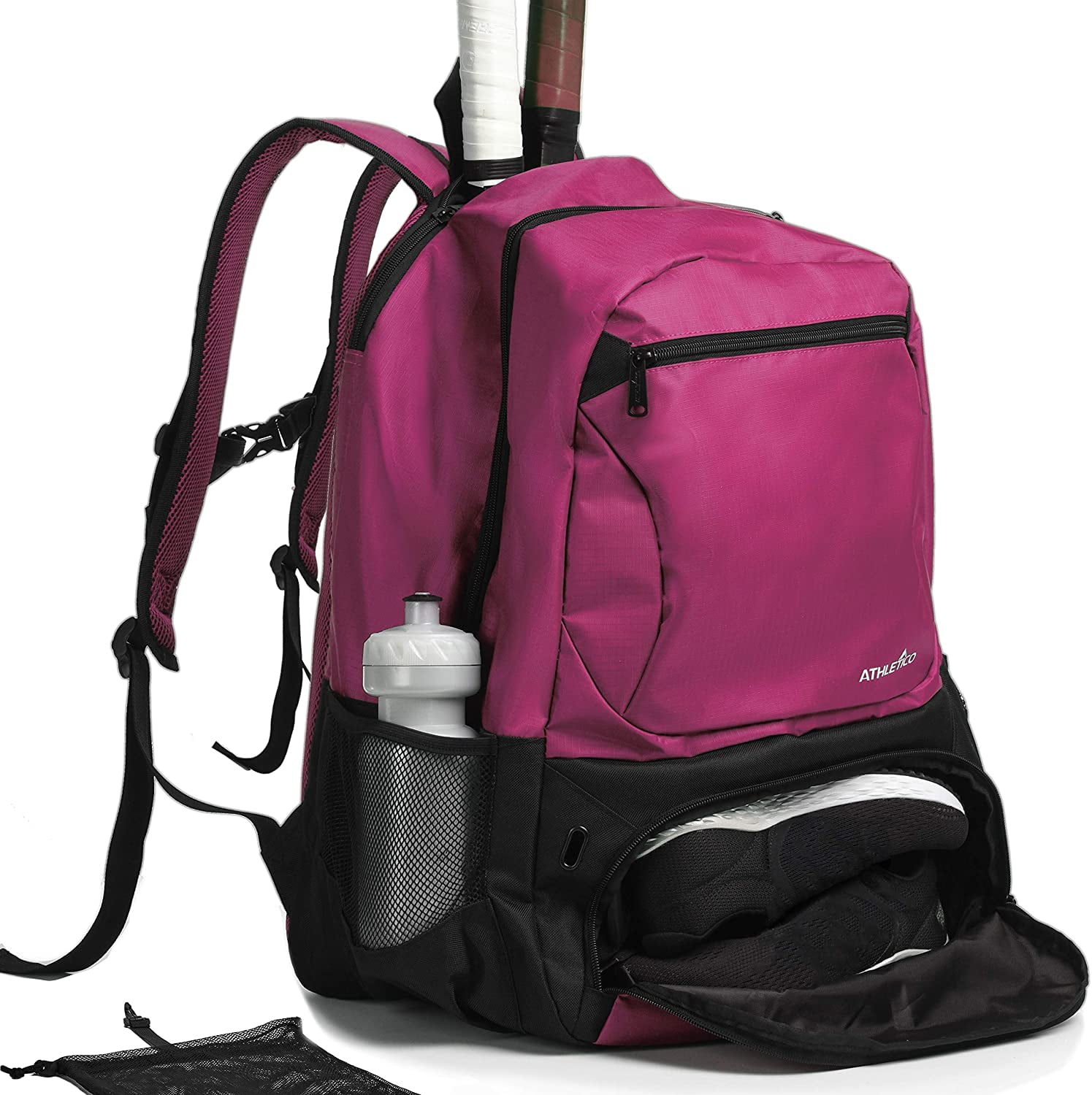 Athletico Premier Tennis Backpack - Tennis Bag Holds 2 Rackets in Padded  Compartment, Separate Ventilated Shoe Compartment