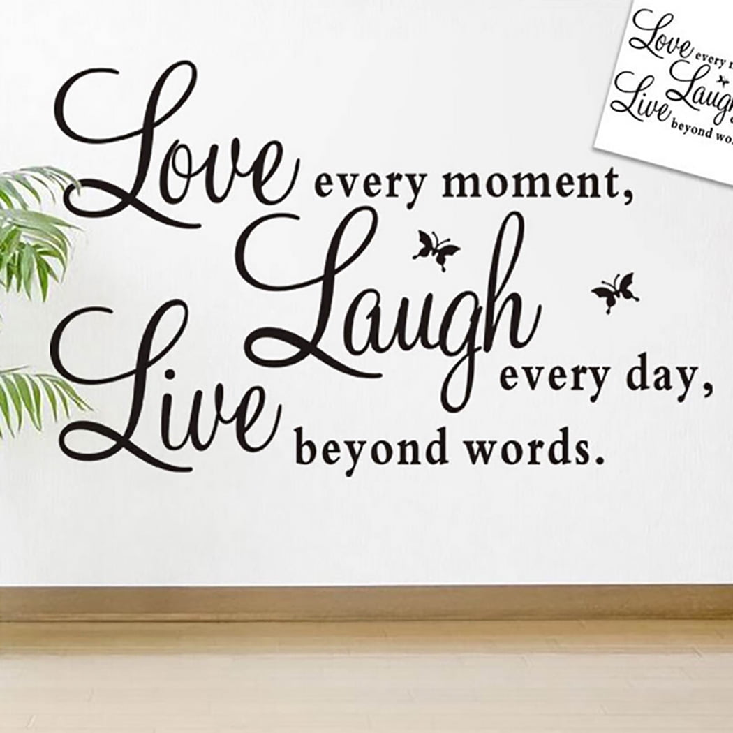 Decalgeek Live Laugh Love Wall Decal Vinyl Black & Words & Phrase Stickers Quote Word for Bedroom Living Room Decor