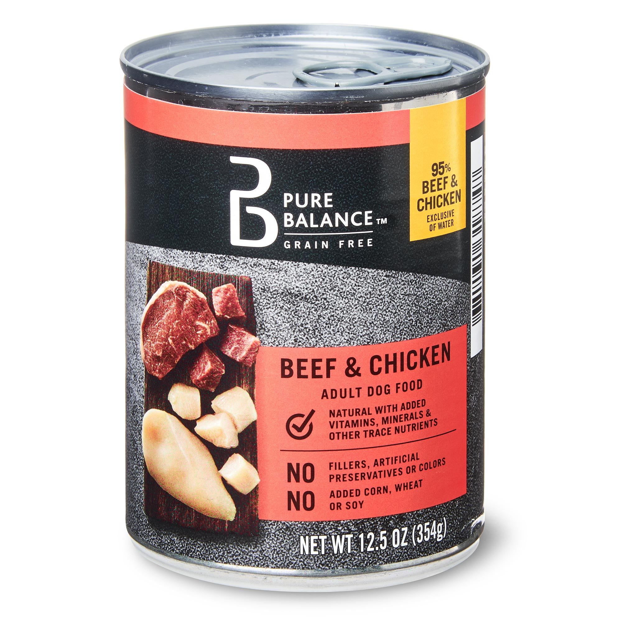 Pure Balance Brandclub Pure Balance Beef Chicken Flavor Wet Dog Food for Adult Grain Free 12.5 oz. Cans 6 Count