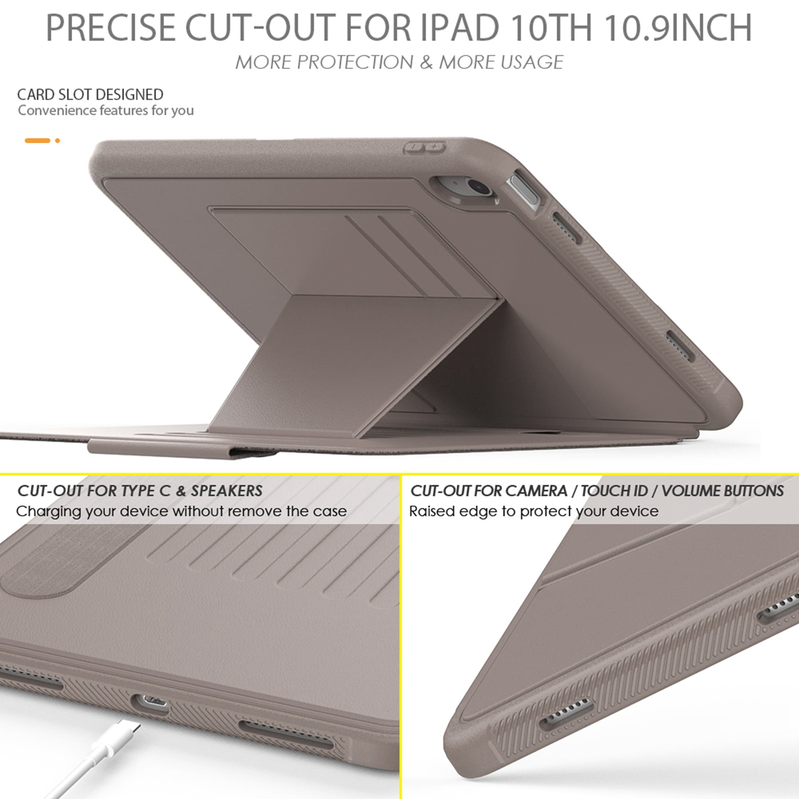 Dteck Case for iPad 11-inch (A16) 2025 / iPad 10th Generation 10.9-inch,Luxury Business Leather Smart Case Heavy Duty Rubber Card Holder Kickstand Folio Magnetic Cover with Pencil Holder,Rosegold