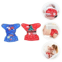BESTYASH 2-Pack Red Snowman Cloth Baby Diapers with PUL Layer for Parents