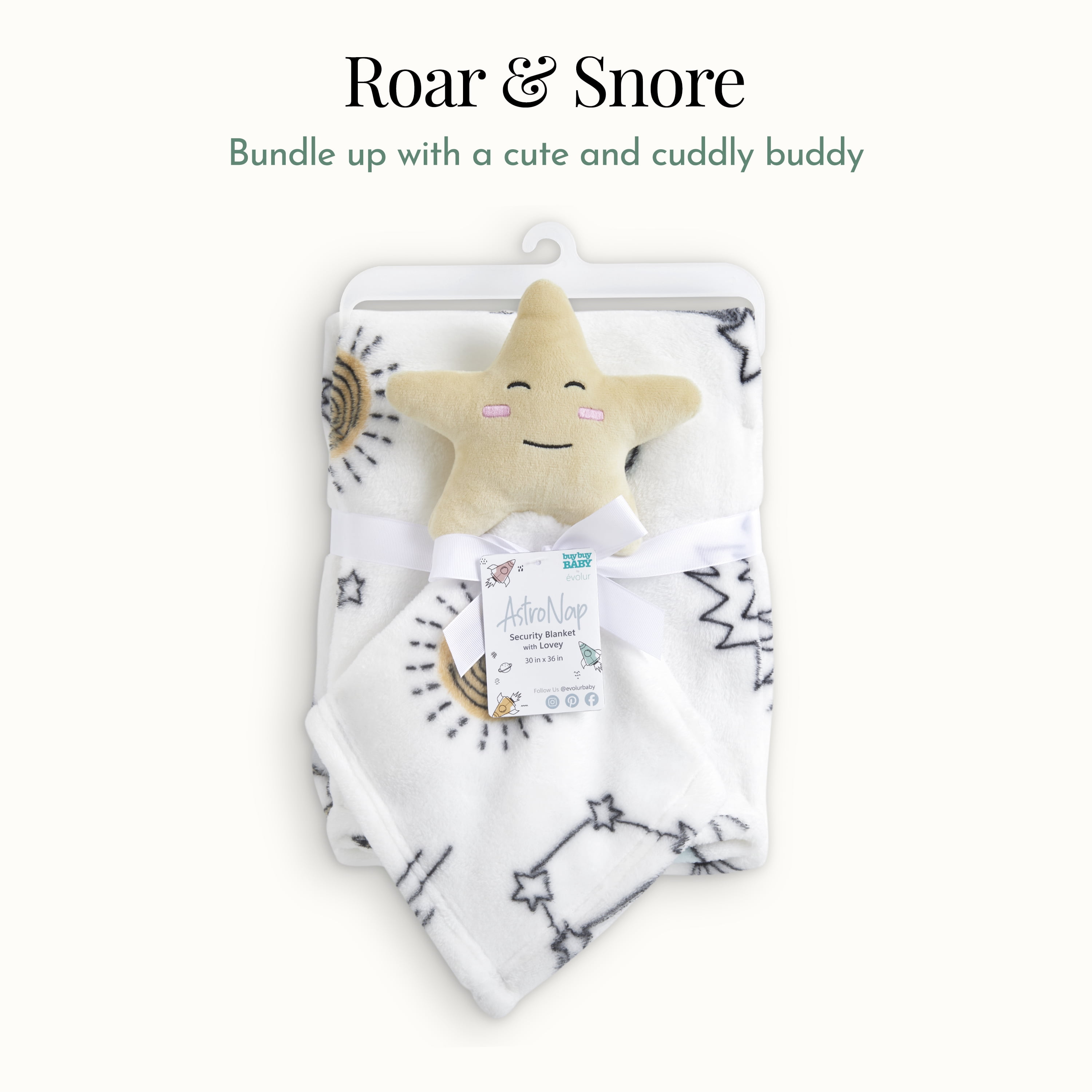 Evolur AstroNap Blanket 2 pc Gift Set - Blanket with Lovey Space Print