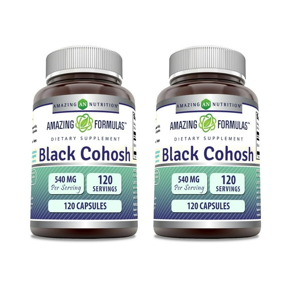 Amazing Formulas Black Cohosh 540mg 120 Capsule Supplement | Non-GMO | Gluten Free | Made in USA | Pack of 2