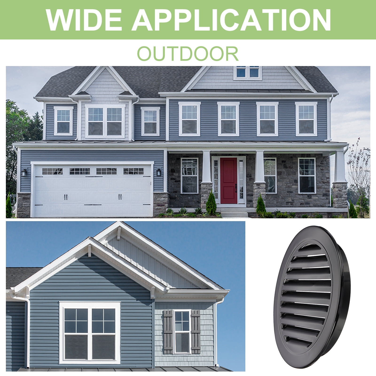 Round Soffit Vent, Aluminum Alloy Wall Vent Grille Cover for Exhaust Black 10 Inch