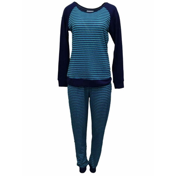 Willow Bay Womens Blue Striped Pajamas Soft Knit Pajama Sleep Set L