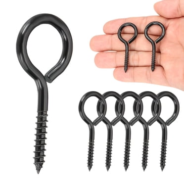 6 Pack Screw Eyes, M4x50mm  304 Stainless Steel Heavy Duty Eye Bolts Screw, Black
