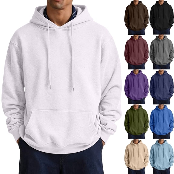 LNZGNM Mens Hooded Sweatshirts Athletic Work Drop Shoudler Drawstring Hoodies Pullover Sweatshirts Long Sleeve Shirts,Black(L)
