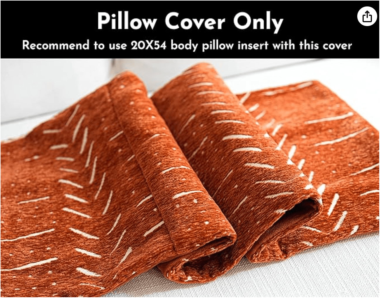BlissBlush Brick Red Soft Chenille Boho Body Pillow Cover 20x54, Decorative Oversized Long Lumbar Pillow, Boho Textured Oversize Body Pillow, Cover ONLY
