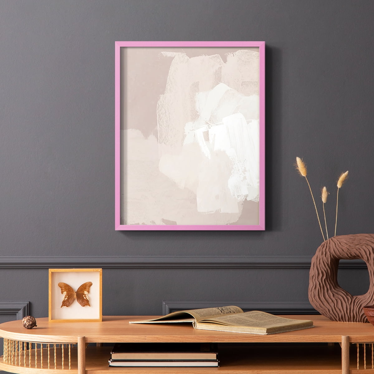 Cloud Slate II Framed Print in Pink Solid Wood Framed Print No Nail Hanging