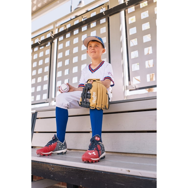 Rawlings Playmaker Series Youth Baseball Glove, Camel/Navy, 11.5