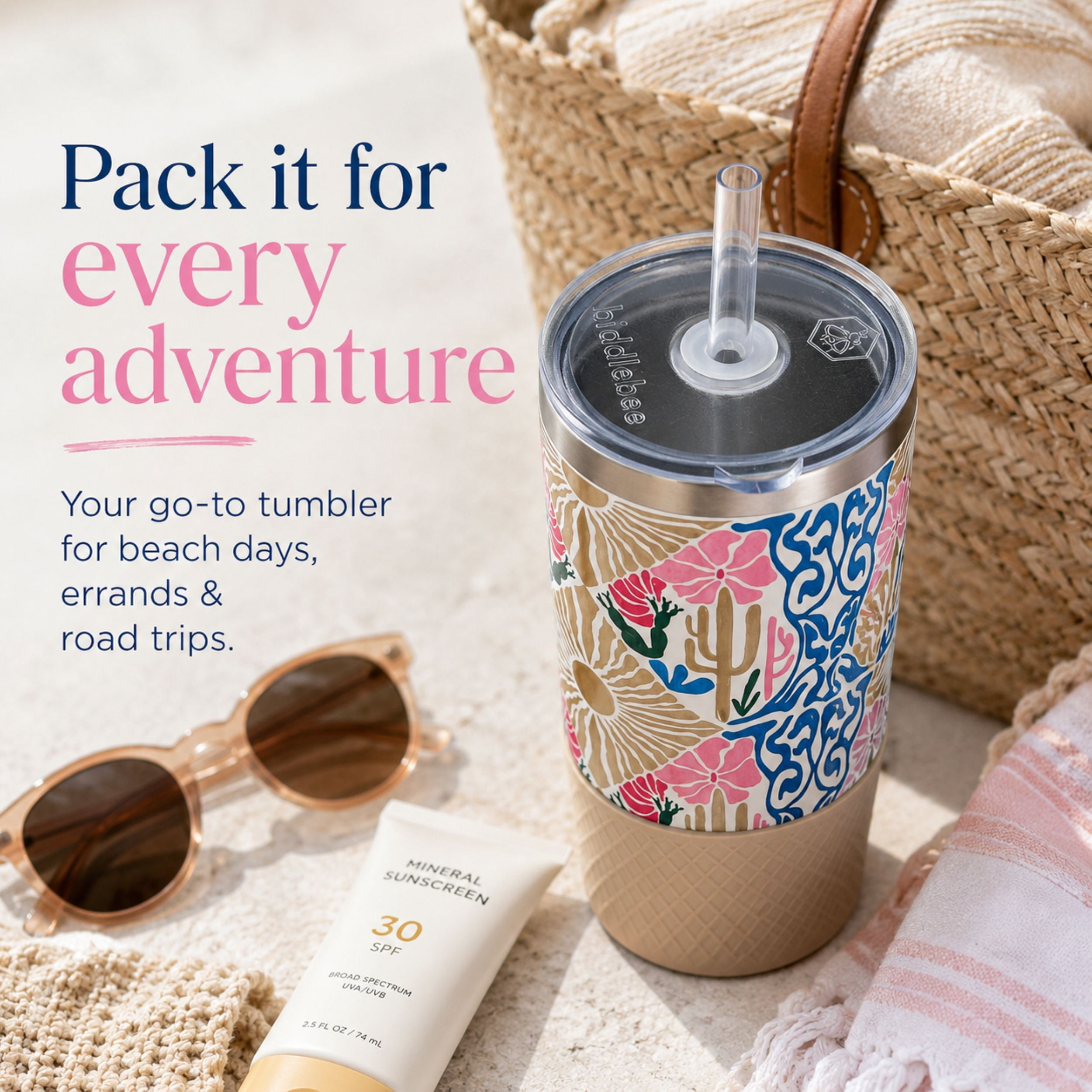 Biddlebee 20oz Insulated Stainless Steel Tumbler with Straw and Silicone Boot, Desert Dreams