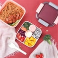 thumbnail image 4 of Oleegame 2PC Stainless Steel Cutlery Set Box Container With Dressing Container 3 Compartments Box To Go For And Snacks Lunch Box Microwave Heating For School Pink, 4 of 4