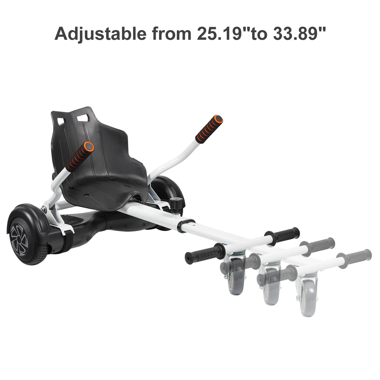 Hoverboard Go Kart Kit Hoverboard Seat Attachment Hoverkart Length-adjustable go kart Seat for Hoverboard in 6.5”-10”White