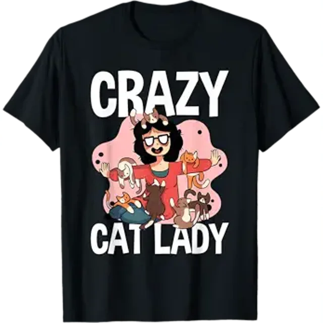 Teereso T-Shirt Animal de Compagnie Dame Folle Chat Qui Fonctionne pour Moi Propriétaire de Chat