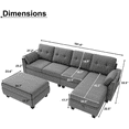 HONBAY Reversible Sectional Sofa Set L Shaped Couch with Tray Storage