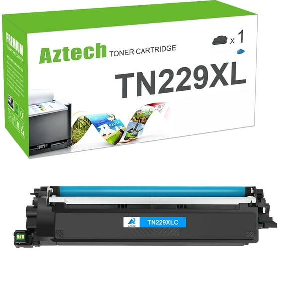 A Aztech TN229XL Toner Cartridge Compatible for Brother TN229XL TN229 TN-229C HL-L3280CDW HL-L3220CDW HL-L3300CDW MFC-L3780CDW MFC-L3720CDW Printer (Cyan, 1-Pack)